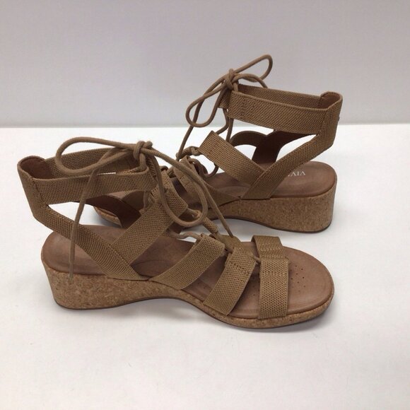 Vivaia Heidi Wedge Sandals Shoes Almond Toe Size 42 US 10.5 Cork Heels - Picture 9 of 11